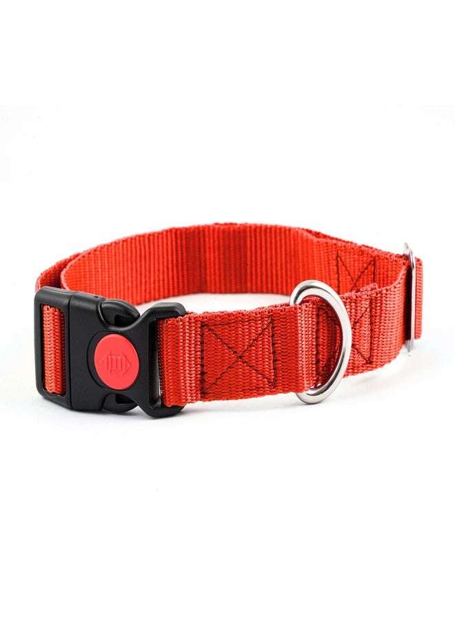 ADIL'S Dog Collar For Small Medium&Large Dogs,Adjustable Nylon Dogs Collar With Quick Release Strong Plastic With Lock Buckle(Width: 25Mm),Colour: Red,Size: M - Image 1